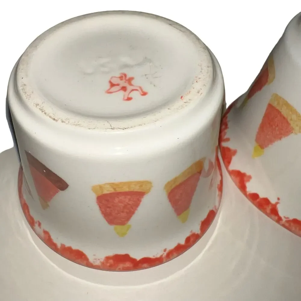 Candy Corn fall home decor set of pottery bowls made in USA autumn